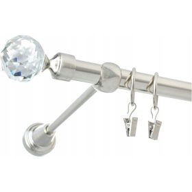  BASTONE PER TENDE SINGOLO IN METALLO CRISTALLO 19mm 200 cm