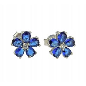  Orecchini a fiore in argento rodiato con zirconi