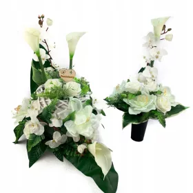    Set di decorazioni per tombe di fiori artificiali per cimitero